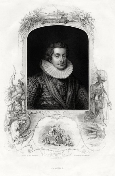 James I, kung av England och Skottland, 1860 av W. J. Edwards