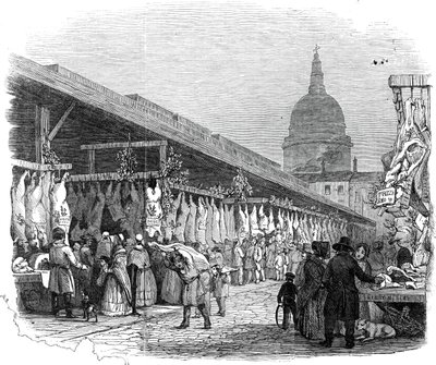 Newgate Market, på julafton, 1845. av W. J. Linton