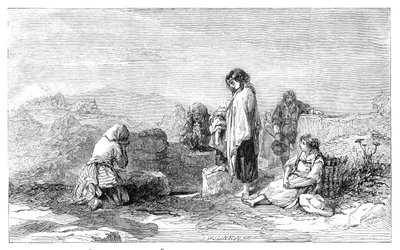 Pilgrims to the Holy Well - av F.W. Topham - från den nya akvarellutställningen, 1845. av W. J. Linton