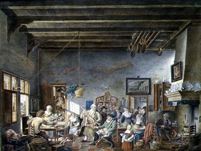 En holländsk tavernainteriör (efter en målning av Johannes Petrus van Horstock) (1745-1825) 1824 (akvarell på papper) av W. Jansens