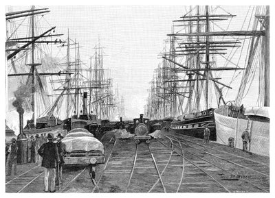 Port of Melbourne, Victoria, Australien, 1886. av W. Mollier