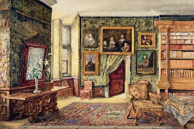 Biblioteket i Hardwick Hall, Derbyshire, 1891 (wc) av W. Nicholson