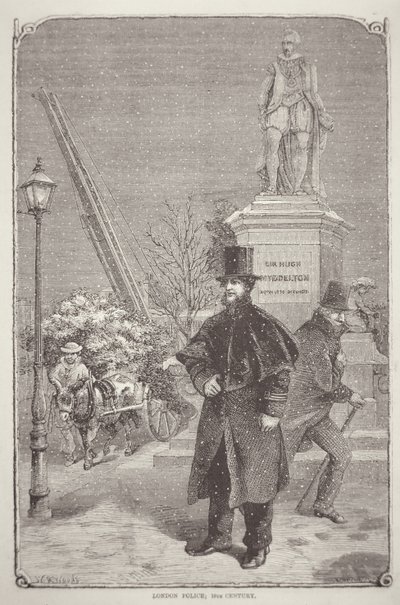 Londonpolis från 1850-talet (gravyr) av W. R. (after) Woods