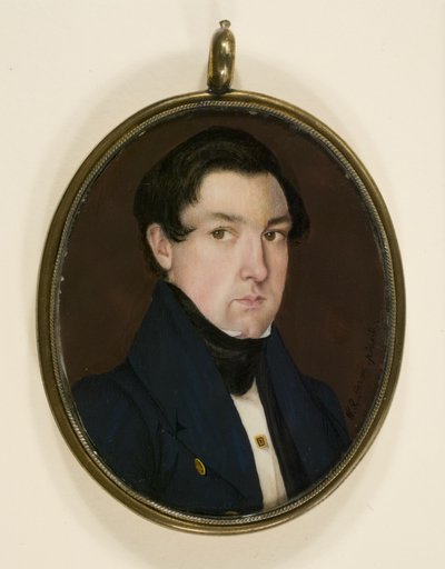 Miniatyrporträtt av Ebenezer White, ca 1837 (akvarell på elfenben, läder, kopparlegering och glas) av W. R. Herve