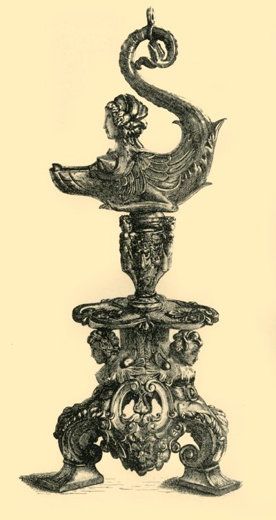 Lampa i form av sfinxliknande havsvarelse, c1510-1530, 1881. av W. W. McCarty