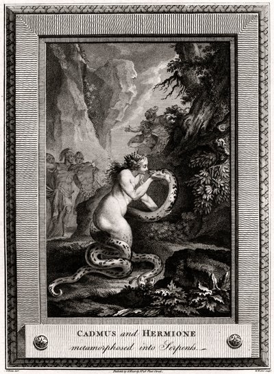 Cadmus och Hermione, omvandlade till ormar, 1776 av W. Walker