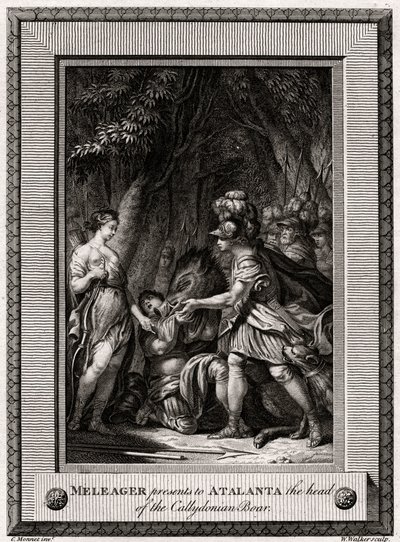 Meleager presenterar för Atalanta chefen för Callydonian Boar, 1774 av W. Walker