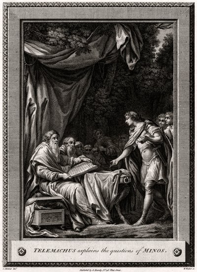 Telemachus förklarar frågorna från Minos, 1776 av W. Walker