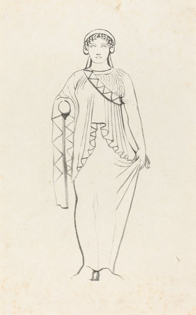 Staty på frontonen över västra fronten av templet i Aegina av W. Walton after John Flaxman