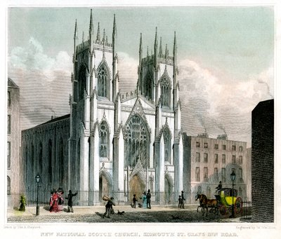 New National Scotch Church, Sidmouth Street och Grays Inn Road, London, 1829. av W Watkins