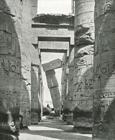 Kolumner i Hypostyle Hall, Karnak, Egypten, 1895. av W and S Ltd