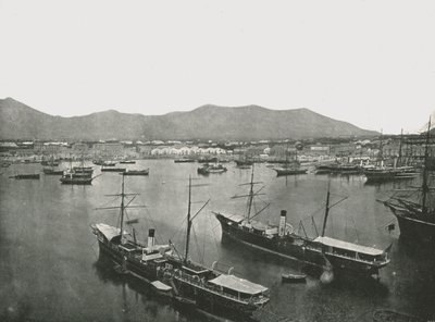 Översikt över hamnen, Palermo, Sicilien, Italien, 1895. av W and S Ltd