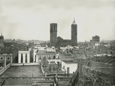 En del av den gamla staden med katedralen, Barcelona, Spanien, 1895. NOT av W and S Ltd