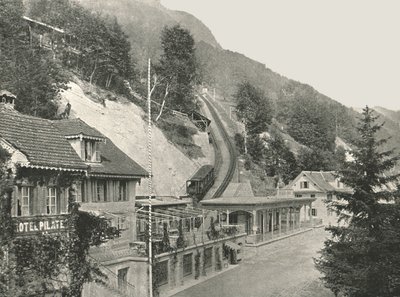 Startpunkt för Pilatusjärnvägen, Alpnachstad, Schweiz, 1895. av W and S Ltd