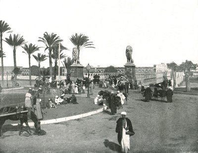 Kasr-el-nil-bron, Kairo, Egypten, 1895. av W and S Ltd