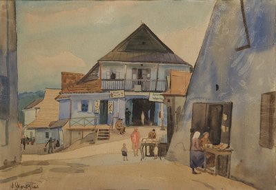 Marknadstorget i Kazimierz på Vistula av Władysław Skoczylas