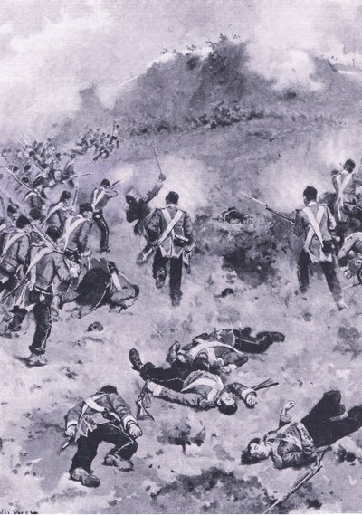 Assault on the Redan, illustration från British Battles on Land and Sea, 1915 av Wal Paget