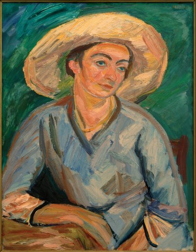 Kvinna med hatt (Oda Rösler) av Waldemar Rosler