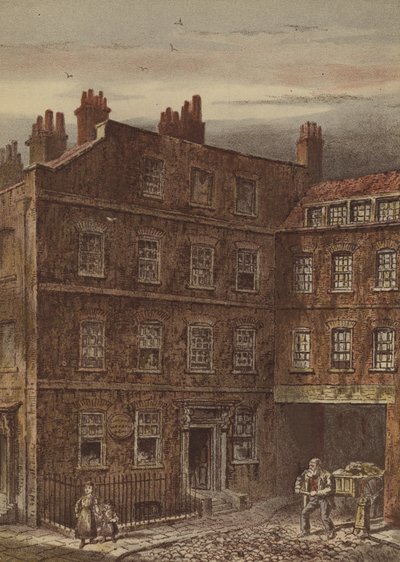 Dr Johnsons hus, Gough Square, Fleet Street (chromolitho) av Waldo Sargeant