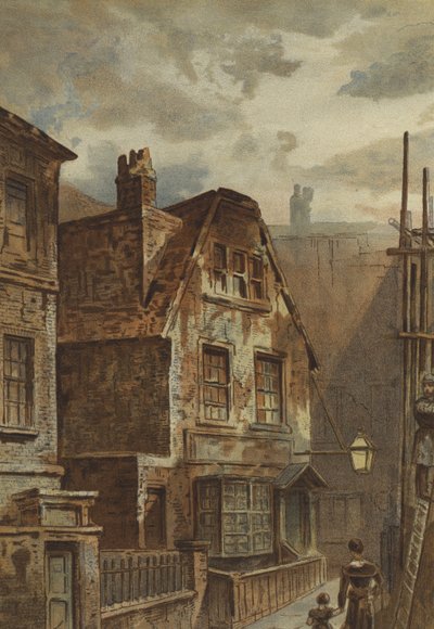 Gammalt hus bakom Ludgate (chromolitho) av Waldo Sargeant