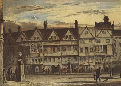 Gamla hus, Holborn Bars (chromolitho) av Waldo Sargeant