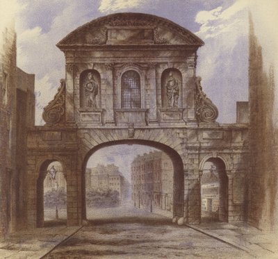Temple Bar, Fleet Street (chromolitho) av Waldo Sargeant