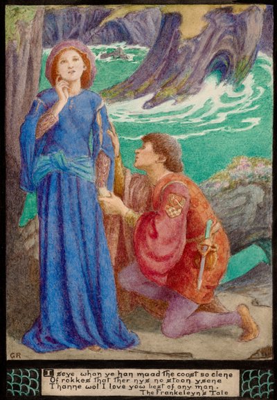 Aurelius och Dorigen (blyerts  akvarell) av Walford Graham Robertson