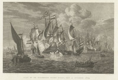 Slaget på Zuiderzee mot Bossu, 1573 Slaget på Zuiderzee mot Bossu, den 11 oktober 1573 (titel på objekt) av Walraad Nieuwhoff