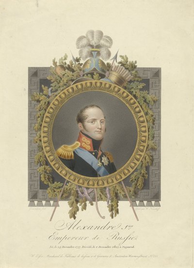 Porträtt av tsar Alexander den I av Ryssland av Walraad Nieuwhoff