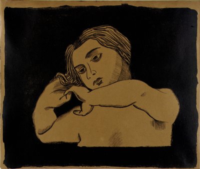 Mädchen auf Braun av Walt Kuhn