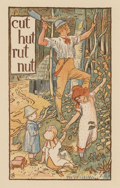 Sida från The Golden Primer (färg litho) av Walter (after) Crane