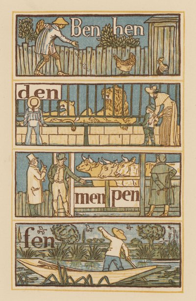 Sida från The Golden Primer (färg litho) av Walter (after) Crane