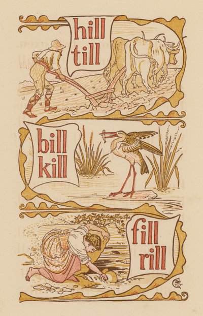 Sida från The Golden Primer (färg litho) av Walter (after) Crane