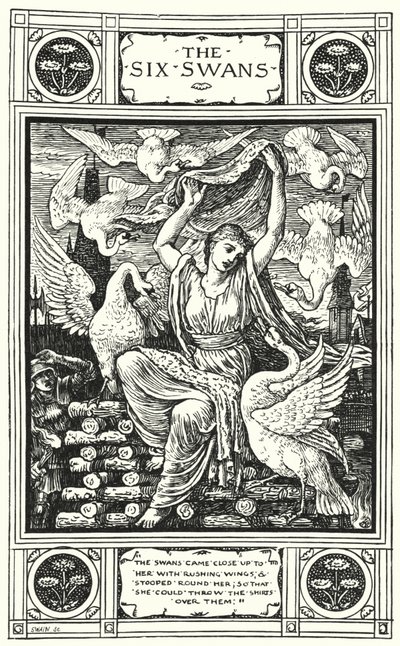 De sex svanarna (gravyr) av Walter (after) Crane