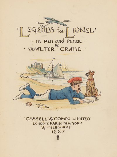 Titelsidesillustration till Legends for Lionel av Walter Crane (färglitografi) av Walter (after) Crane