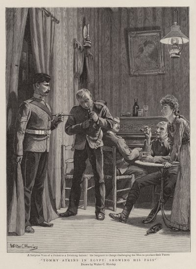 Tommy Atkins i Egypten, visar sitt pass av Walter Charles Horsley