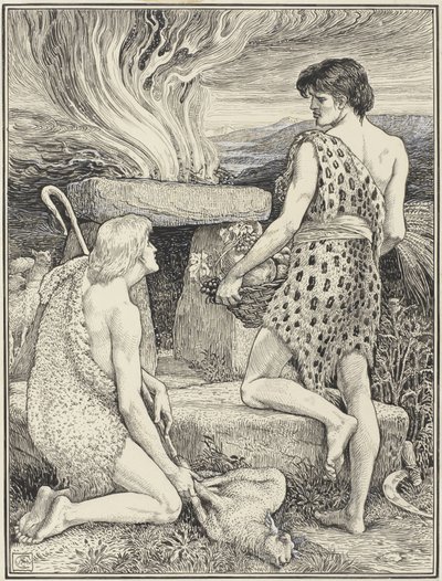 Kain och Abel av Walter Crane (signed by artist)