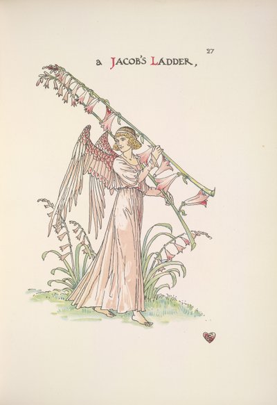 En Jakobsstege. En ängel som håller i en stege gjord av växter av Walter Crane
