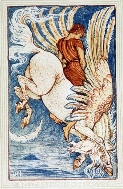 Bellerophon på Pegasus av Walter Crane