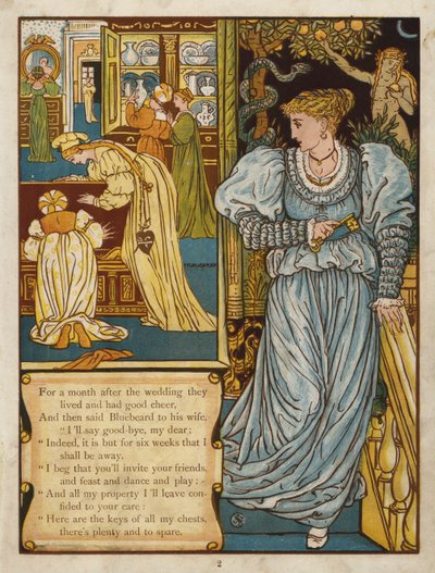 Blåskägg (färg litho) av Walter Crane