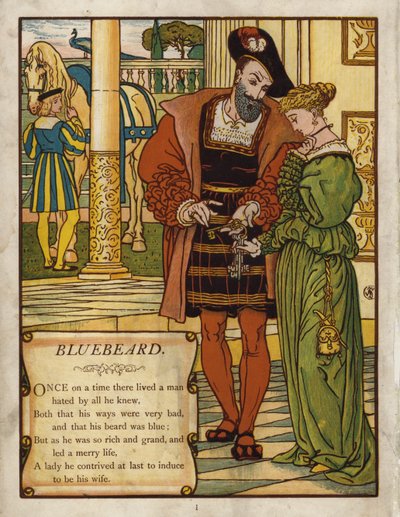Blåskägg (färg litho) av Walter Crane