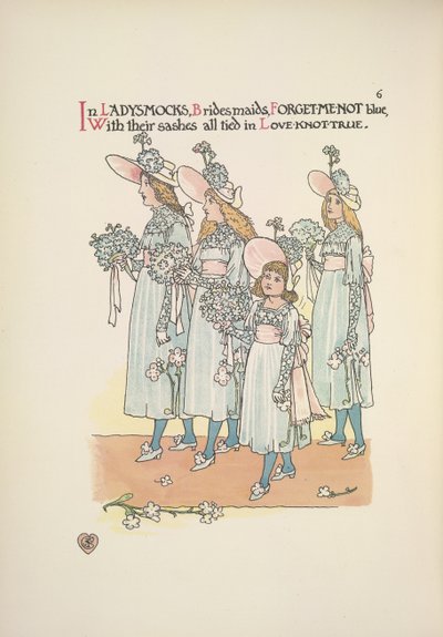 ワスレナグサ ブルーのレディスモック スウェーデンの花嫁介添人 av Walter Crane