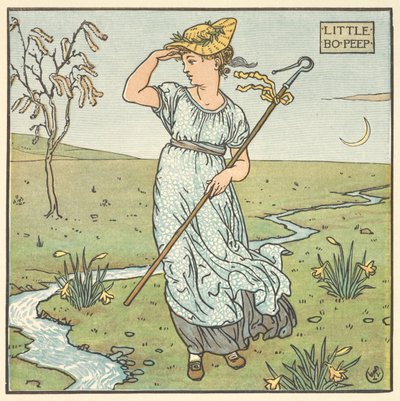 「Little Boo Peep」のカラーイラスト.swedish av Walter Crane