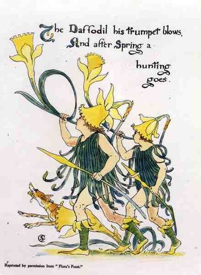 Påsklilja Trumpet Blows, från Floras Fest av Walter Crane