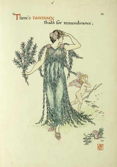Blommor från Shakespeares trädgård: Rosemary, 1906 av Walter Crane