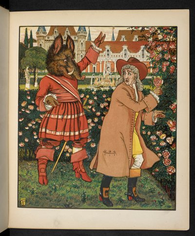 Illustration för Skönheten och Odjuret. av Walter Crane