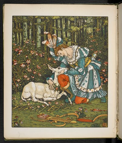 Illustration till berättelsen, Hinden i skogen. av Walter Crane