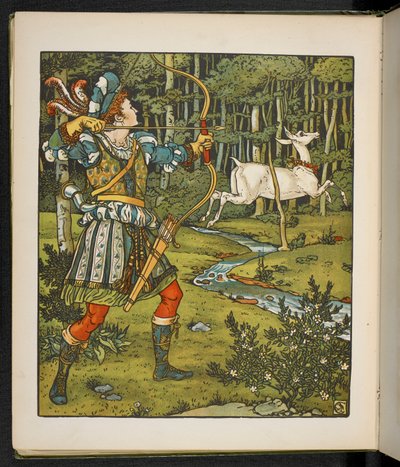 Illustration till berättelsen, Hinden i skogen. av Walter Crane
