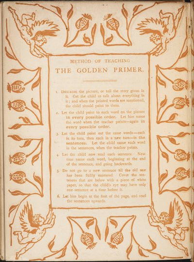 Metod för att lära ut den gyllene primern. Blommiga bårder med keruber. av Walter Crane