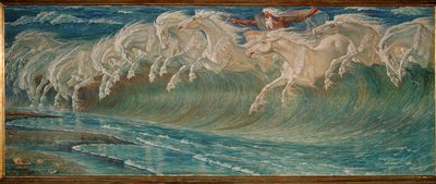 Neptunus hästar (olja på duk) av Walter Crane